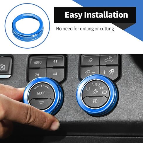 Voodonala for Chevy Silverado 2022+ Center Console Switch Ring Cover,Interior Dash Switch Button Cover (Aluminum Alloy,5Pcs/Set,Blue) in Saudi Arabia