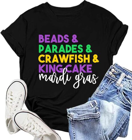 Mardi Gras Shirt for Women: Fat Tuesday Tshirts Carnival Heart Tee Shirts in Kuwait
