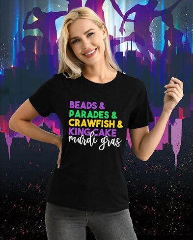 Mardi Gras Shirt for Women: Fat Tuesday Tshirts Carnival Heart Tee Shirts in Kuwait