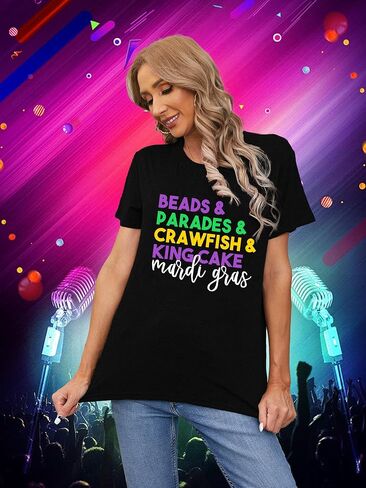Mardi Gras Shirt for Women: Fat Tuesday Tshirts Carnival Heart Tee Shirts in Kuwait