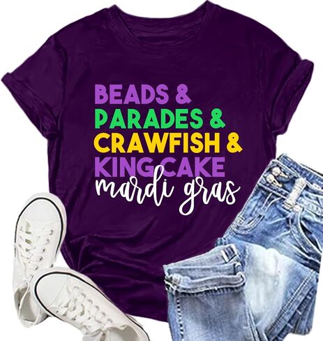 Mardi Gras Shirt for Women: Fat Tuesday Tshirts Carnival Heart Tee Shirts in Kuwait