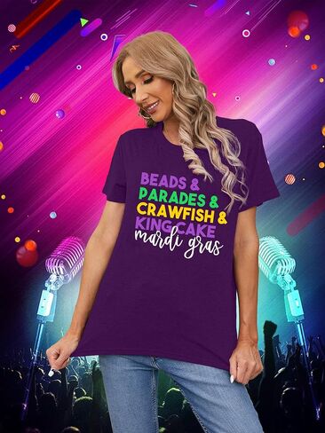 Mardi Gras Shirt for Women: Fat Tuesday Tshirts Carnival Heart Tee Shirts in Kuwait