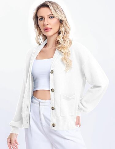 LUYAA Women's Cardigan Sweaters 2024 Oversized Open Front Button V Neck Lightweight Cardigans Outerwear in Saudi Arabia