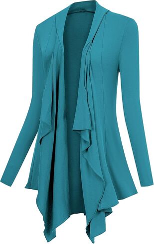 Women Drape Open Front Cardigan Long Sleeve Irregular Hem Cardigans for Women in Kuwait