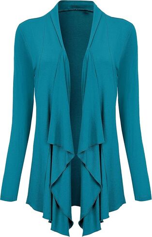 Women Drape Open Front Cardigan Long Sleeve Irregular Hem Cardigans for Women in Kuwait