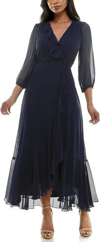 Women's V-Neck Ruffle Wrap Maxi Dress in Saudi Arabia