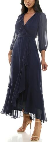Women's V-Neck Ruffle Wrap Maxi Dress in Saudi Arabia