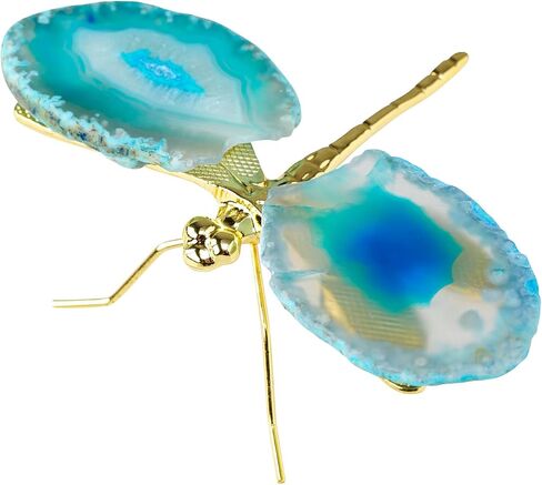 Natural Blue Agate Dragonfly Crystal Decor 4 in Healing Crystal Agate Dragonfly Ornament Handmade Home Decor Gifts in Saudi Arabia