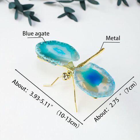 Natural Blue Agate Dragonfly Crystal Decor 4 in Healing Crystal Agate Dragonfly Ornament Handmade Home Decor Gifts in Saudi Arabia