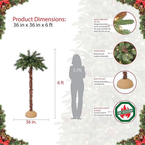 Puleo International 6 Foot Pre-Lit Artificial Palm Tree with 150 UL-Listed Clear Lights in Saudi Arabia