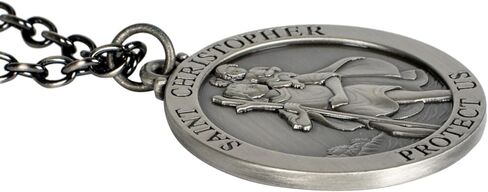 Dicksons Saint Christopher Protect Us Silver Tone 7 inch Zinc Alloy Metal Hanging Auto, Vehicle, Car, Van, Truck, Mirror Dangle Car Charm Accessory, 2-Piece Pack in Saudi Arabia