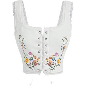 SOLY HUX Women's Floral Print Lace Up Front Tank Tops Sleeveless Square Neck Casual Summer Tops