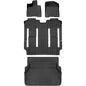 SMARTLINER Floor Mats 3 Row Liner Set & Cargo Liner Behind The 2nd Row Compatible with 2021-2023 Toyota Sienna with 2nd Row Bucket Seats