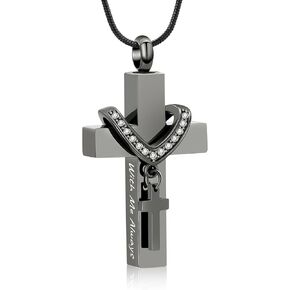 Cremation Jewelry Cross Urn Necklace for Ashes Stainless Steel Cross Urn Pendant Ashes Holder Memorial Jewelry