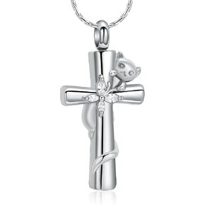 constantlife Cross Urn Necklace for Ashes for Women Men Cat Butterfly Memorial Pendant Cremation Jewelry Keepsake Human Pet Ashes Holder