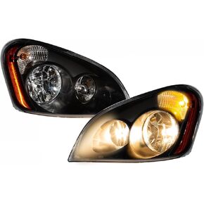 Pair Performance Headlights Fit for Freightliner Cascadia 2008-2016 Included All Bulbs Truck Headlamps Left Driver & Right Passenger Side Black Housing Accessories
