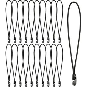 Bungee Loops with Mini Hooks, an Upgraded Replacement for Ball Bungee Cords & Mini Bungee Cords (Black, 20 Pcs, 10 inch)