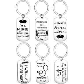 Hicarer 6 Pcs Nurse Keychains Nurse Gifts Bulk Nursing Party Favors Thank You Key Chain Nurse Appreciation Gifts for Women