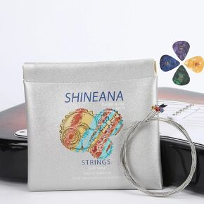 Electric Guitar Strings Handmade Nickel Plated Hex Steel Colorful Ball End-6 String-with reusable soft leather pouch,10-46 Gauge
