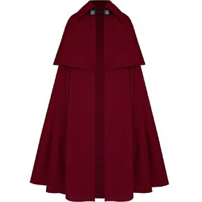 Victorian Vagabond Steampunk Gothic Renaissance Historical Epaulet Cloak Cape Red