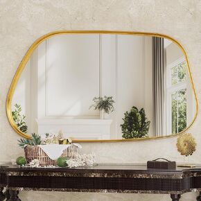 Irregular Wall Mirror 24"x36" Bathroom Mirror Asymmetrical Mirror Artistic Mirror Decorative for Living Room Bedroom Bathroom Hallway Entryway, Black