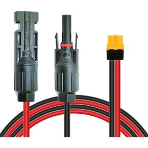 Solar XT60 Adapter Charge Cable 50FT, Solar to XT60 Cable 50FT Tinned Copper Solar Extension Cord 12AWG for LifePo4 Batteries,Power Stations Solar Generators