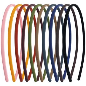 10 Pieces 0.5cm/0.2" Solid Plain Blank Thin Matte Plastic Headbands with Teeth DIY Craft Sports Hair Bands Accessories for Women Men Girls Teens Kids