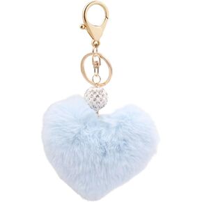 Fuqimanman2020 Heart Plush Keychain Lovely Faux Fur Pom Pom Key Chains for Purse Backpacks Car Key Gift for Women