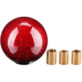 Qiilu Universal Carbon Fiber Manual Knob Gear Shift Head Shifter Screw Round Manual Shift Knob Fit for Most Cars