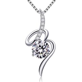 Sterling Silver Necklace for Women,Pendant necklaces Silver 925,Cubic Zirconia 18'' Jewelry for Women,Wife,Mom, Her