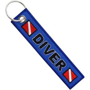 Pinstant Diver Down Flag Dive Scuba Diving Red White Blue Keychain Key Tag Chain Fob Ring