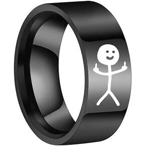 Funny Doodle Matching Rings for Best Friends,Couples Promise Rings for Him and Her Stainless Steel Funny Finger Ring Jewelry Gift