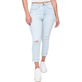 YMI Women's Junior Hybrid Dream High Rise Mom Fit Ankle Jean