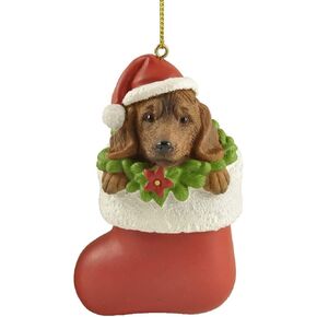 Cici & Jimmy Black Labrador Retriever with Santa Hat in Christmas Sock Dog Ornaments for Christmas Tree