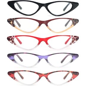 KoKoBin Cat Eye Reading Glasses for Women 5 Pairs Spring Hinge Fashion Readers Anti Blue Light Computer
