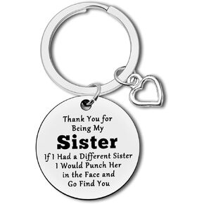 Sister Keychain Appreciation Gift Friendship Gift for Women Sister Gift from Sister Brother Best Friends Gift Graduation Christmas Birthday Gifts for Little Big Soul Sister Step Sister Family Jewelry