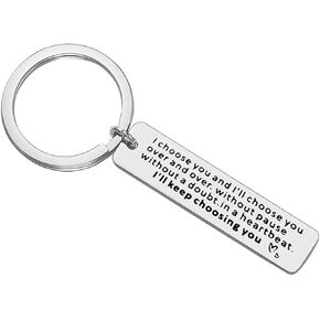 Xiahuyu Valentines Day Gifts Keychain Gifts for Boyfriend Husband I Choose You and I'll Choose You Over and Over Keychain Christmas Birthday Gifts Anniversary Keychain Gifts for Him