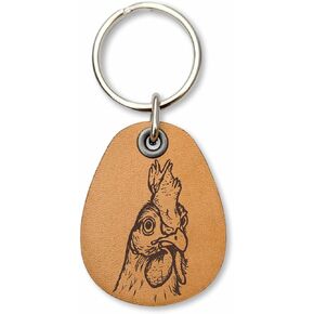 Chicken Genuine Leather Keychain for Chicken Lover Farmer Hen Key Fob Lightweight and durable Farm Key Holder