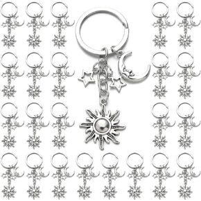 PHAETON 20PCS Moon and Sun keychain Star Keychain Moon keychain Sun Jewelry Pendant Moon and Sun keyring for Lover Gift