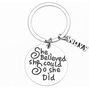US Navy She Believed She Could So She Did Keychain, Inspirational Military Key Rings Gift for Navy Daughter, Wife, Mom, Sister or Niece