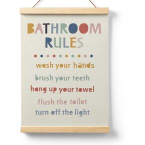 Ryeolo Kids Bathroom Wooden Poster Hanger Frame 12.5x17 Inch,Bathroom Rules Poster Hanger Frame,Toddler Boy Girl Bathroom Wall Art Decorbathroom Decor For Kids,Colorful Bathroom Decor