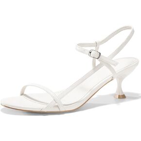 Coutgo Womens Strappy Sandals Kitten Low Heel Open Toe Ankle Strap Party Wedding Dress Shoes Heeled Sandals