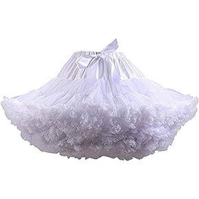 SecretCastle Womens 3-Layered Pleated Tulle Petticoat Tutu Puffy Party Cosplay Skirt White