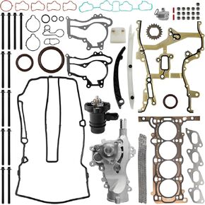 Timing Chain Kit with Cylinder Head Gasket Bolts/Water Pump/Engine Coolant Thermostat Housing Compatible with Chevrolet Cruze Compatible with Buick Encore Compatible with Cadillac ELR AW6662