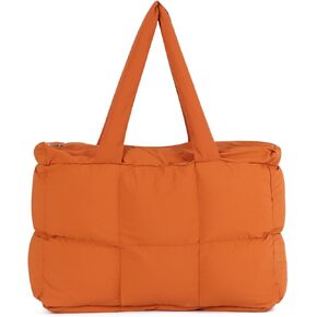 Large Puffer Tote Bag for Women Quilted Puffy Handbag Lightweight Shoulder Bag for Gym, Work