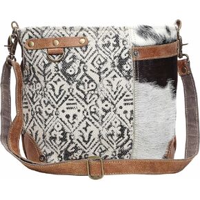 Myra Bag Cowhide & Cotton Shoulder Bag S-1129