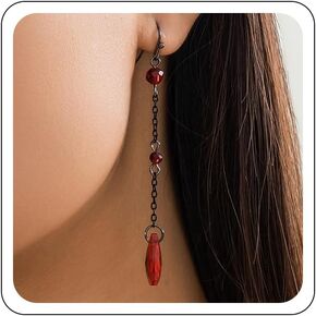 Gothic Blood Drop Earrings,Teardrop Red Earring Goth Beaded Dangle Black Earrings Punk Style Y2K Red Water Drop Halloween Earrings Gothic Jewelry for Women