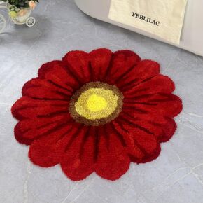 Pink Flowers Bath Rug, Floral Mat for Bathroom Cute Plant Non-Slip Floor Mats, Washable Microfiber Carpet for Living Room Home Fast Dry Area Rug
