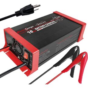 Car Battery Charger, 12V/24V 10A Smart Automotive Battery Maintainer Tender trickle Charger Fits for Car Motorcycle Boat Lawn Mower 30-200Ah SLA AGM Gel Cell Wet Lead Acid Batteries
