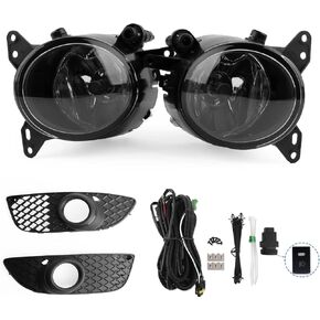 Lancer Fog Lights 2008 2009-2014 - RP Remarkable Power, for 2009 2010 2011 2012 2013 2014 Sedan 4Dr Non-EVO Chrome Black Bezel Light Kit with Wiring Harness& Switch